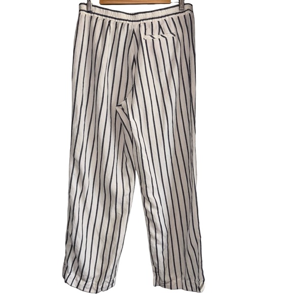 J.Jill Linen Blend Striped Ankle Pants Womens 10 Petite White Black Coastal - Picture 3 of 6
